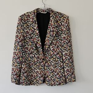 MaxMara Floral‎ Blazer Jacket Boxy Fit Shoulder Pads Size Medium-Large